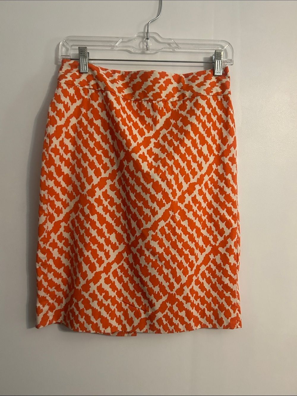J. Crew Orange and Cream Patterned Pencil Skirt